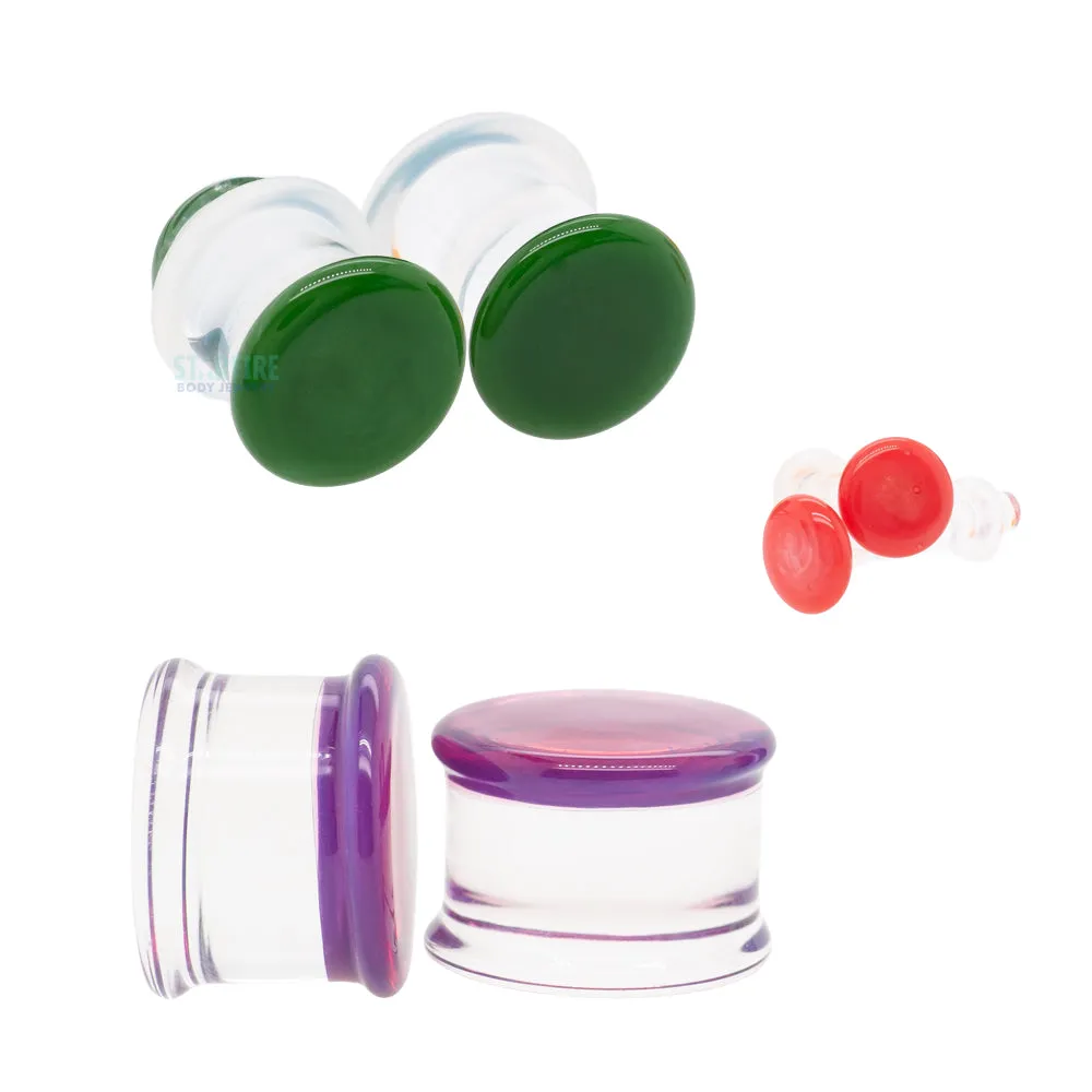 Glass Colorfront Plugs - Opaque Green