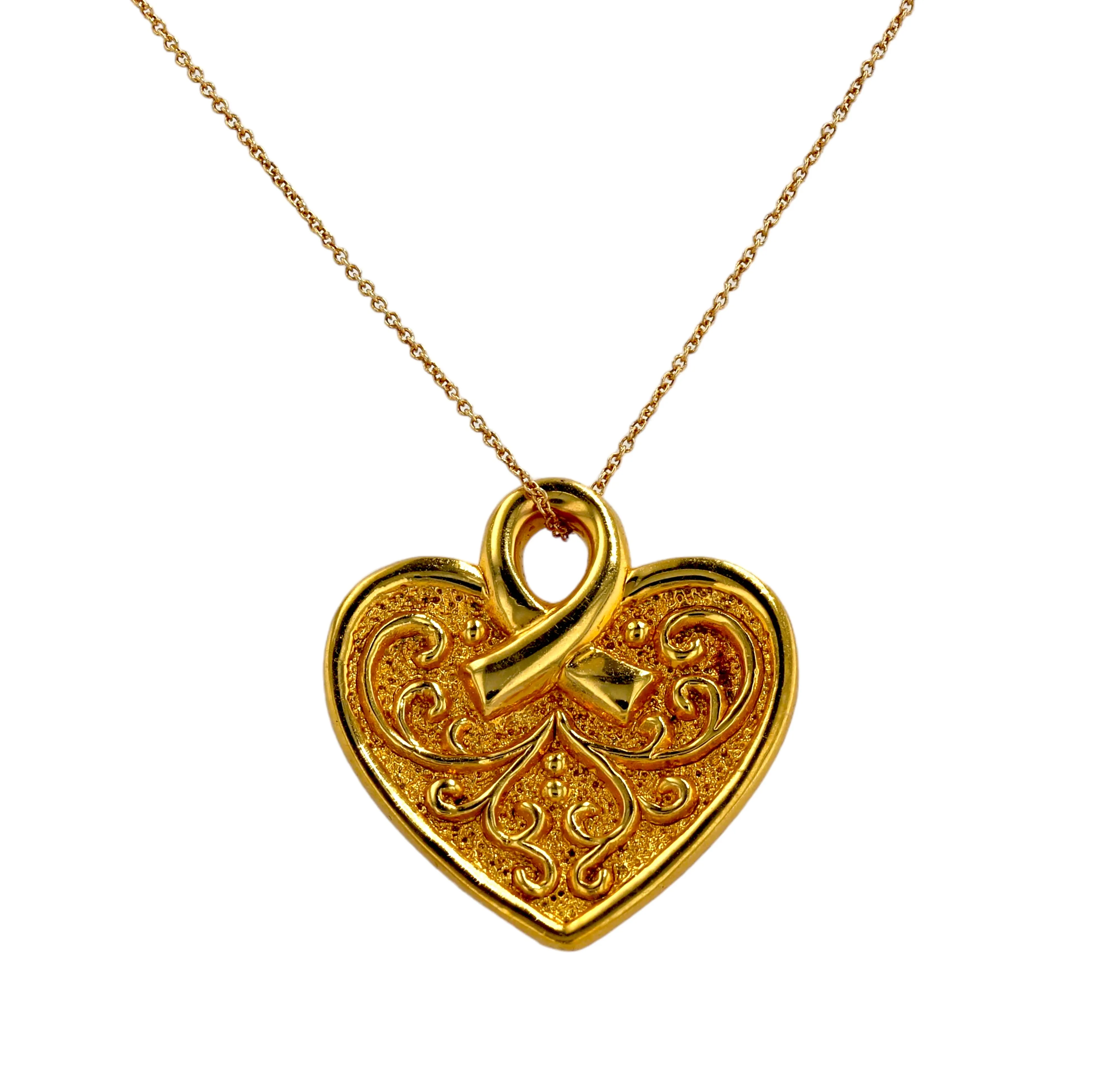 Gold 14k set chain heart pendant