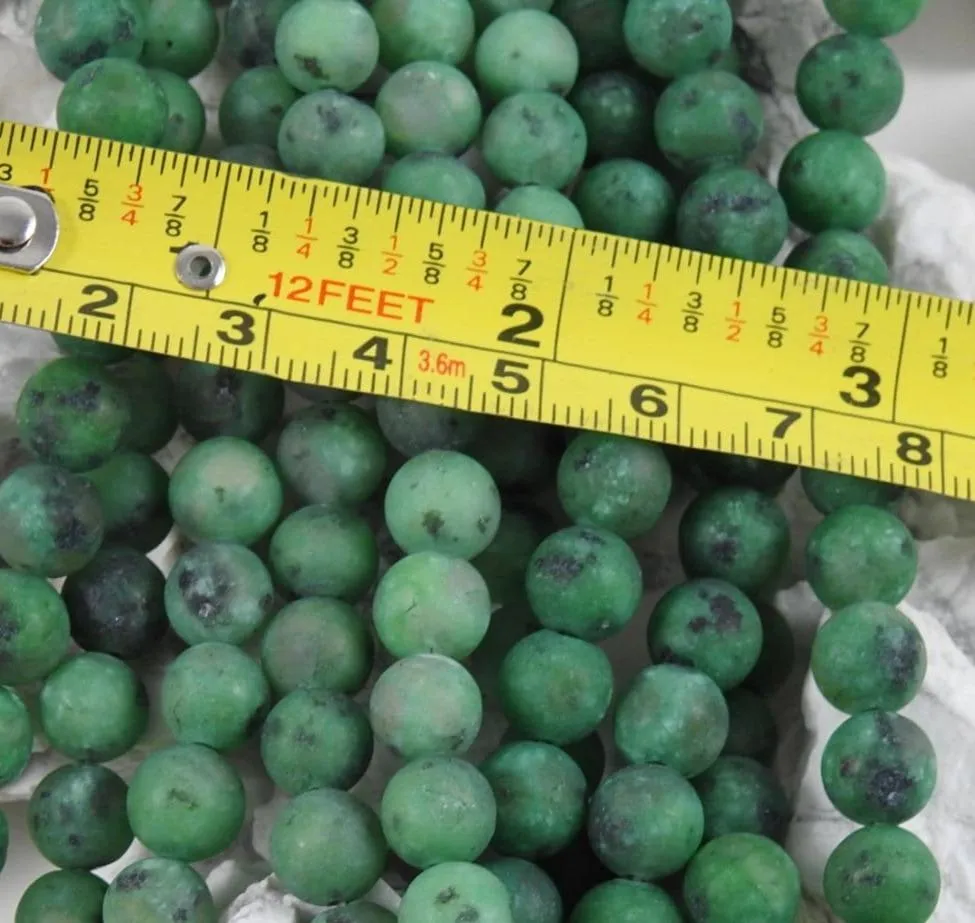 Green Enhanced Kiwi Stone Matte Bead Strand