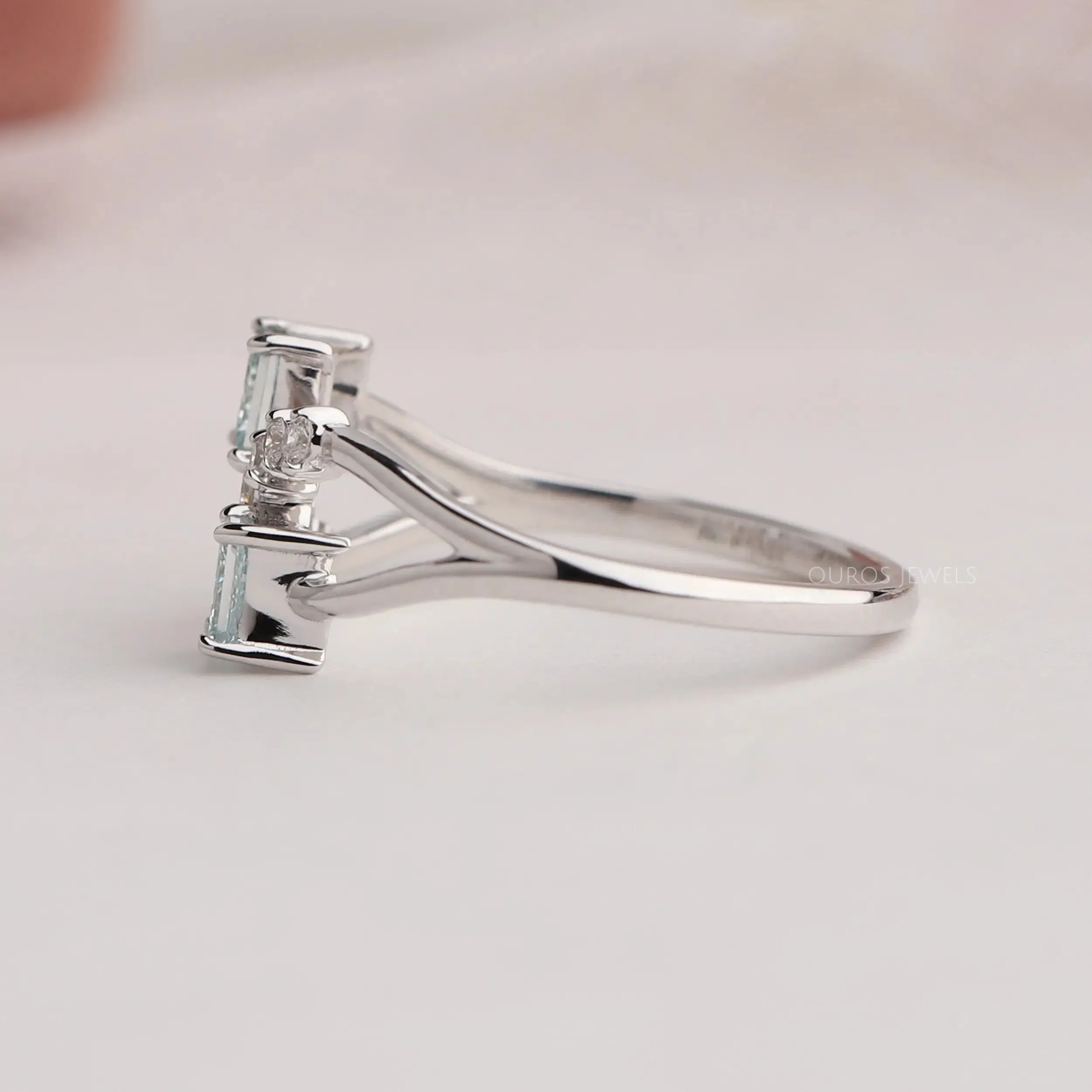 Green Princess Shape Lab Diamond  Dainty Ring