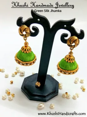 Green Silk Jhumkas