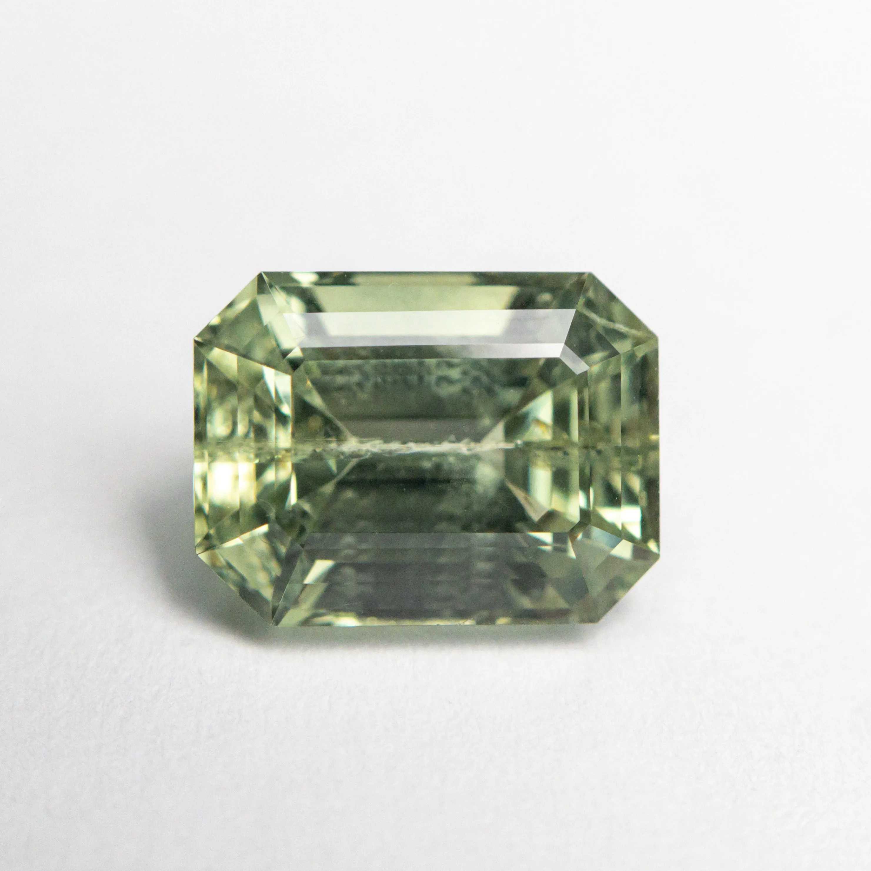 Green Step Cut Sapphire - 3.07ct Cut Corner Rectangle