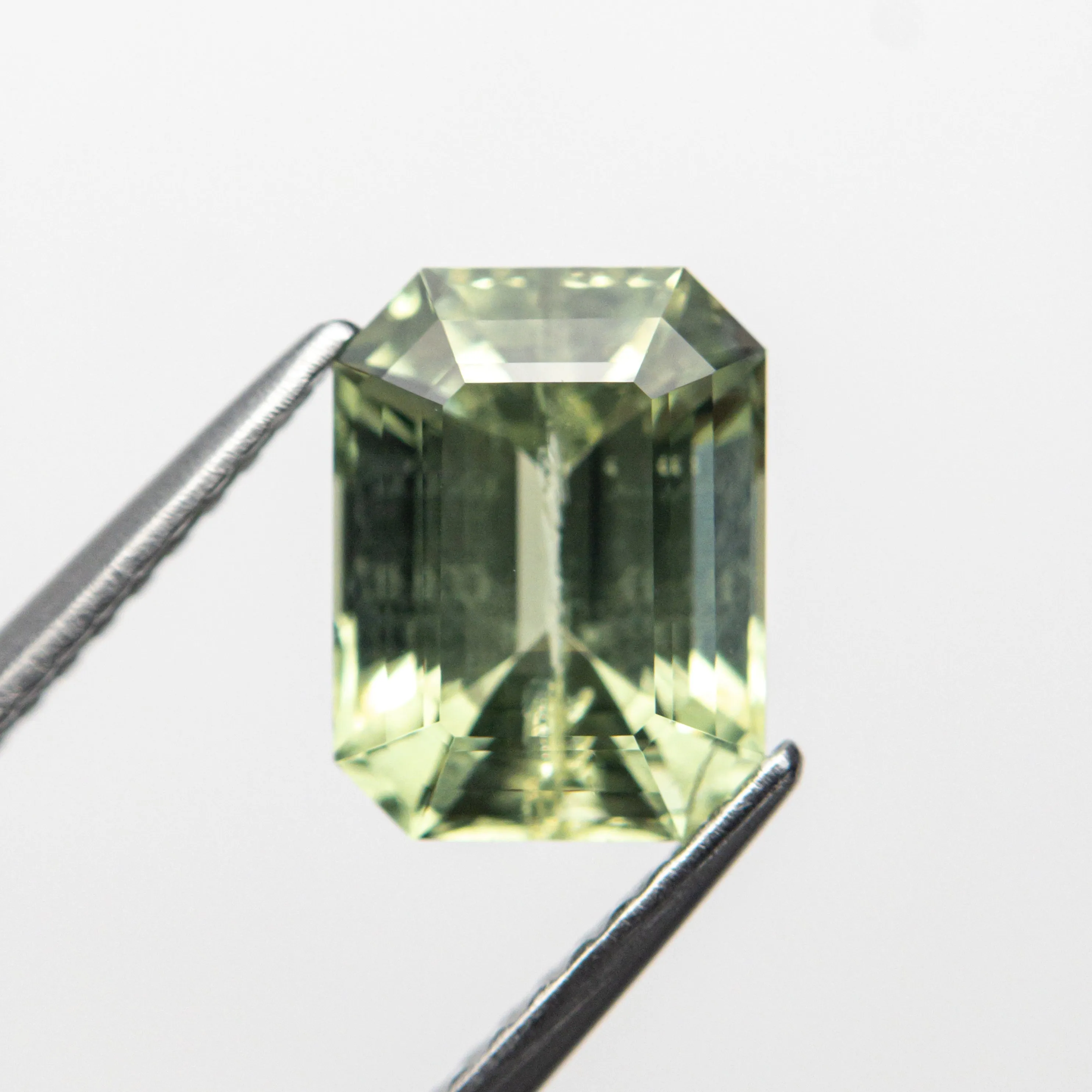 Green Step Cut Sapphire - 3.07ct Cut Corner Rectangle