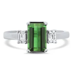 Green Tourmaline and Diamond Ring