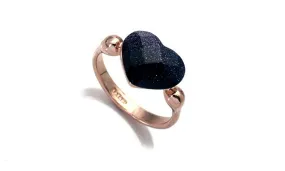 Heart Shape Black Rose Gold Color Crystal Ring