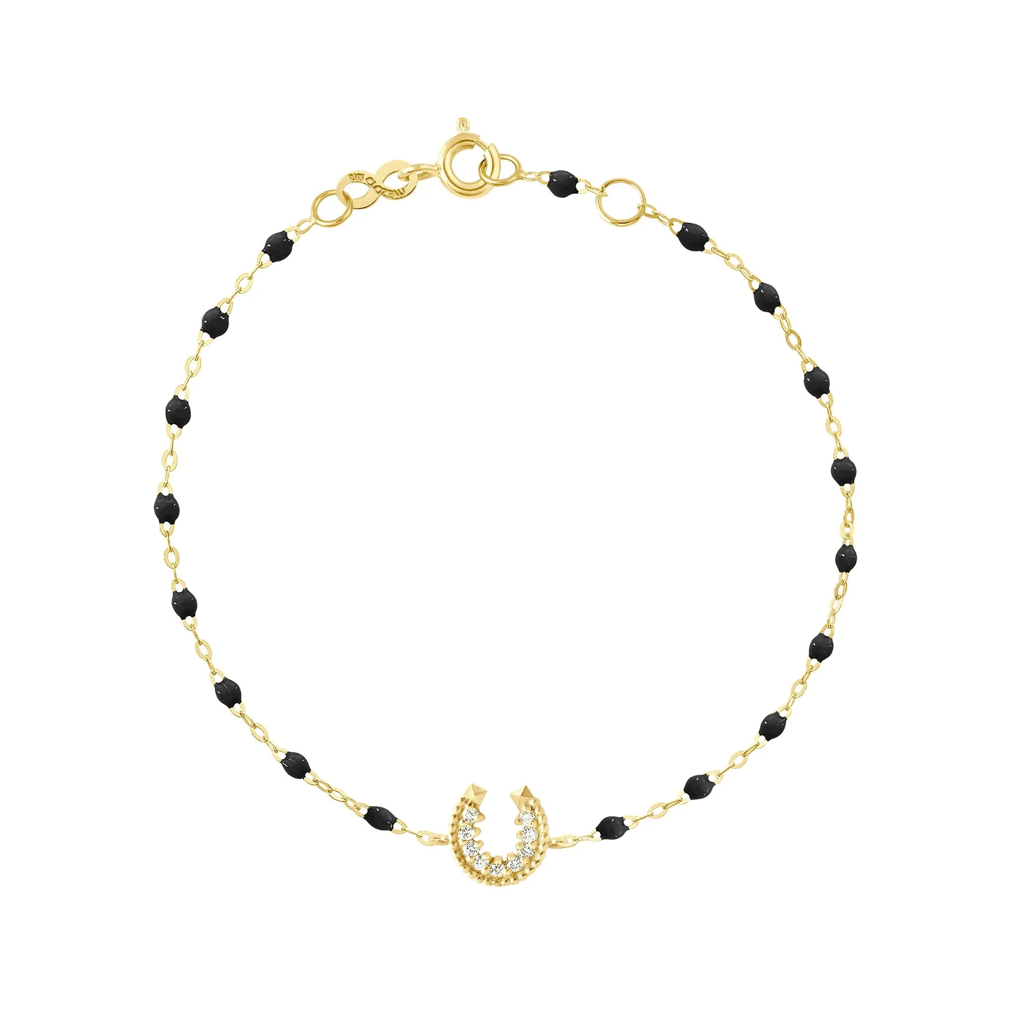 Horseshoe Diamond Black bracelet, Yellow Gold, 6.7