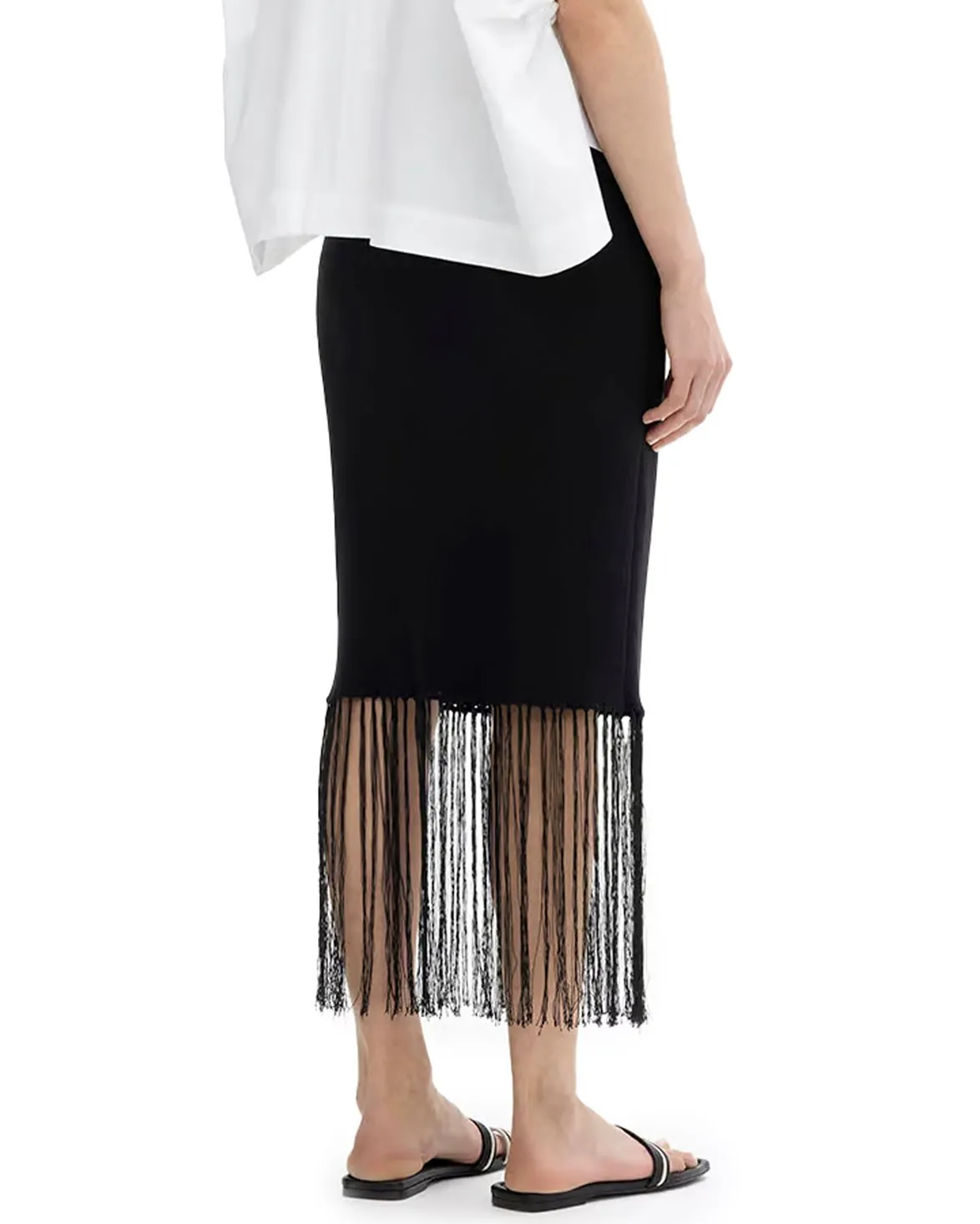 House of Dagmar Fringe Skirt Black