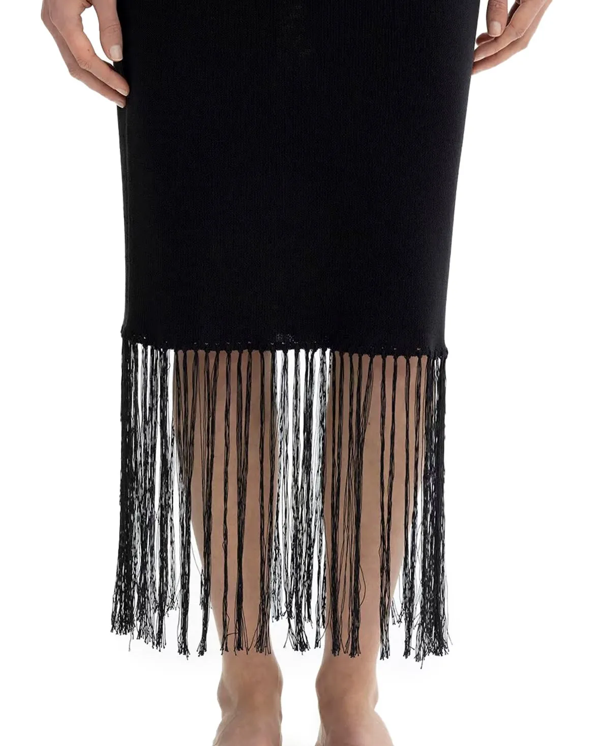 House of Dagmar Fringe Skirt Black