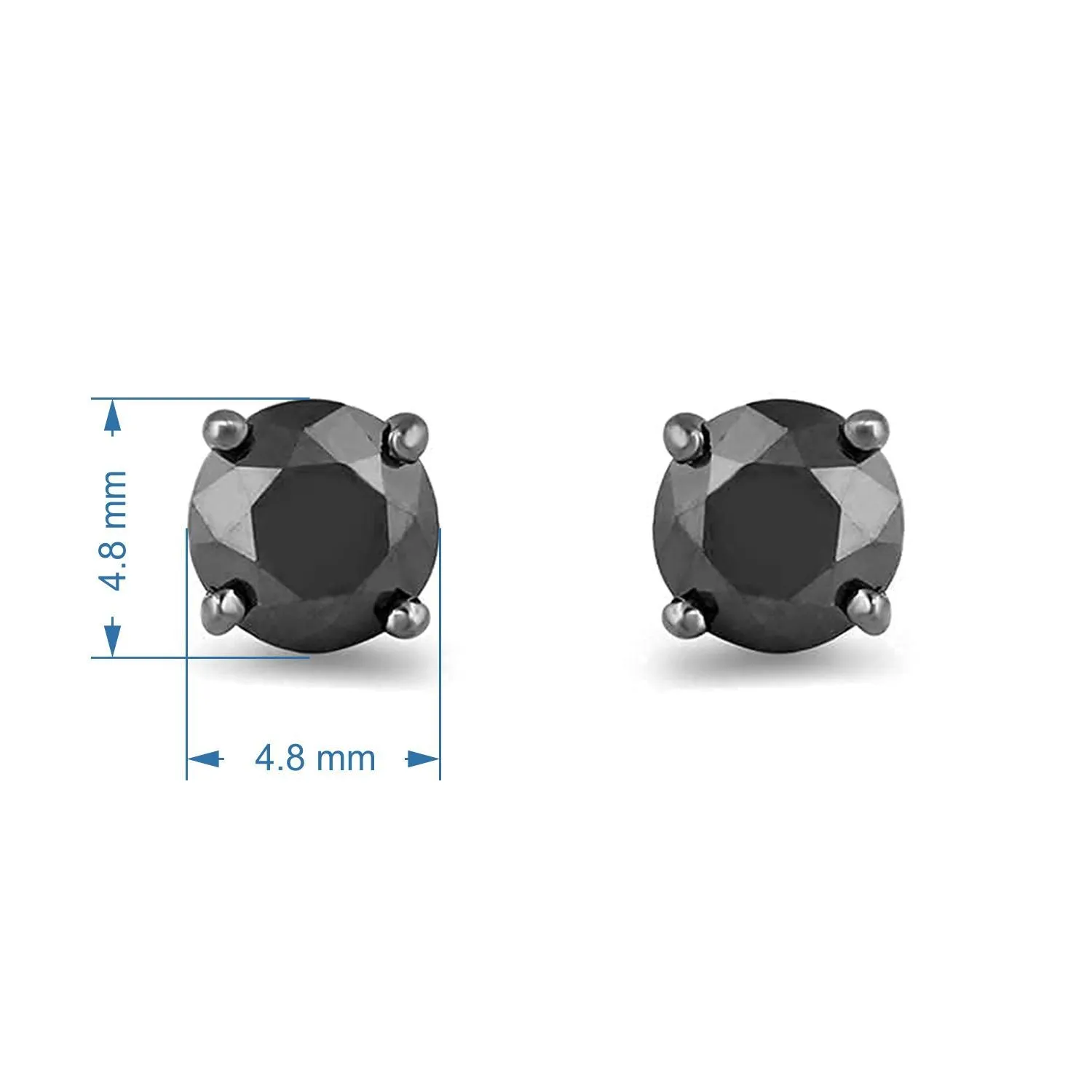 Jewelili 10K White Gold With 1.0 CTTW Treated Black Diamonds Stud Earrings