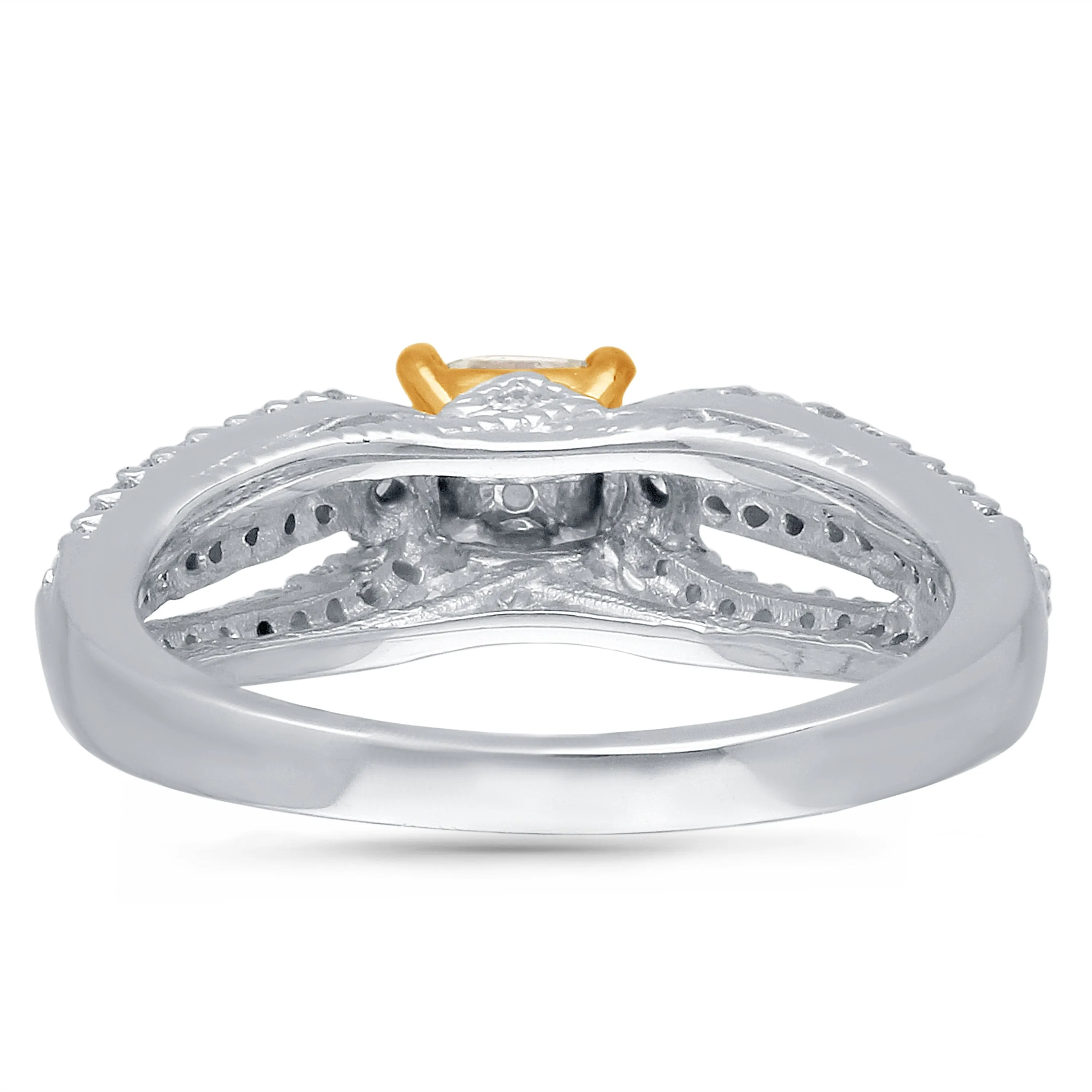 Kallati Eternal Yellow and White Diamond Engagement Ring in 14K White Gold