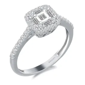 Kallati Legendary Cushion Shape Diamond Engagement Ring in 14K White Gold