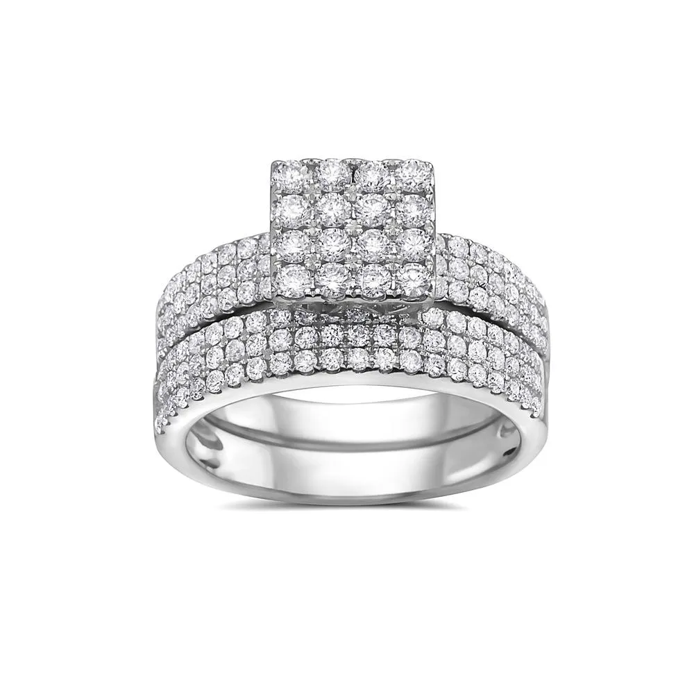 Ladies 14k White Gold With 1.42 CT Bridal Set