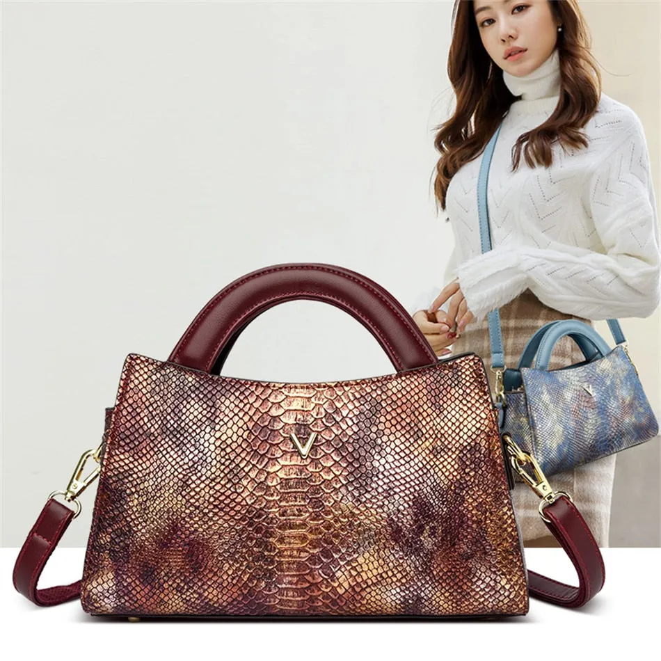 Large Capacity Crocodile Pattern Casual Fashion Tote Handbags for Women