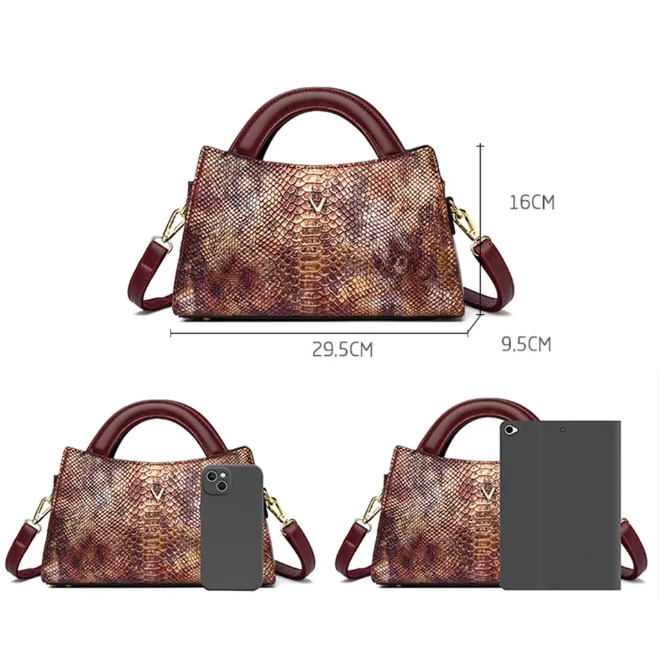 Large Capacity Crocodile Pattern Casual Fashion Tote Handbags for Women