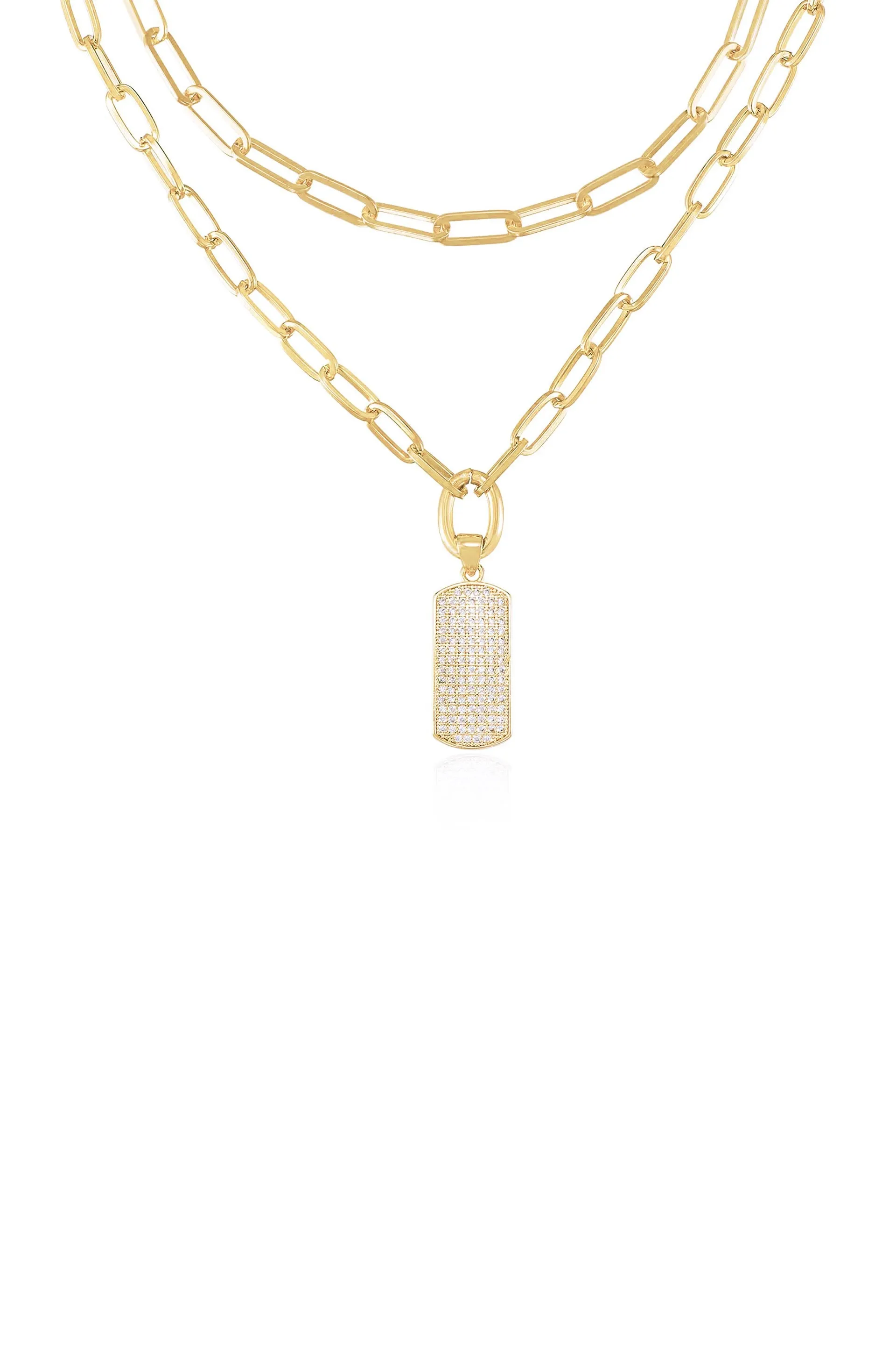 Linked Up Crystal Pendant Layered Necklace Set