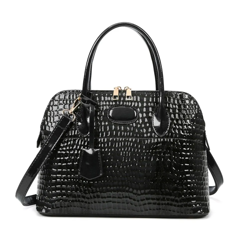 Luxury Designer Alligator Pattern Black Shoulder Crossbody Bag for Women on Clearance