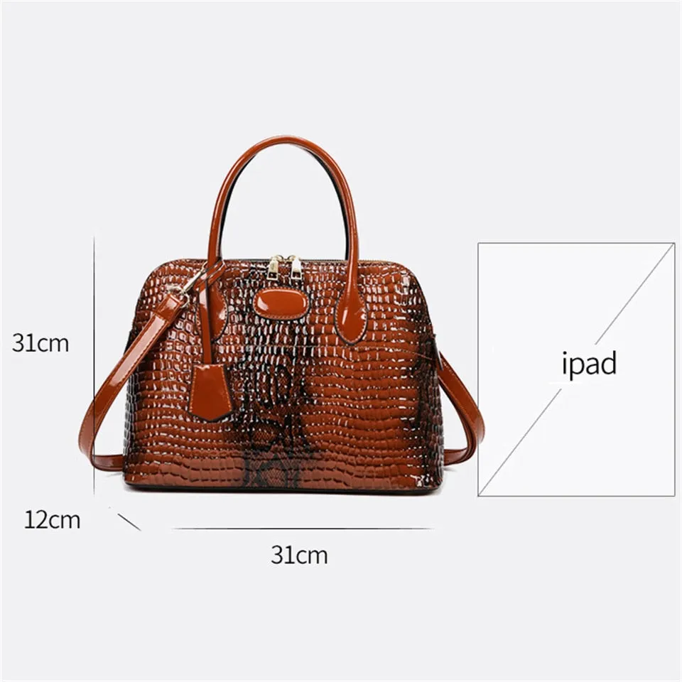 Luxury Designer Alligator Pattern Black Shoulder Crossbody Bag for Women on Clearance