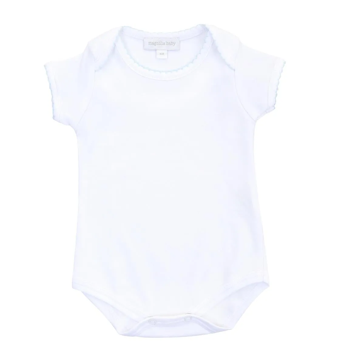 Magnolia Baby Essentials Short Sleeve Bodysuit - White with Blue