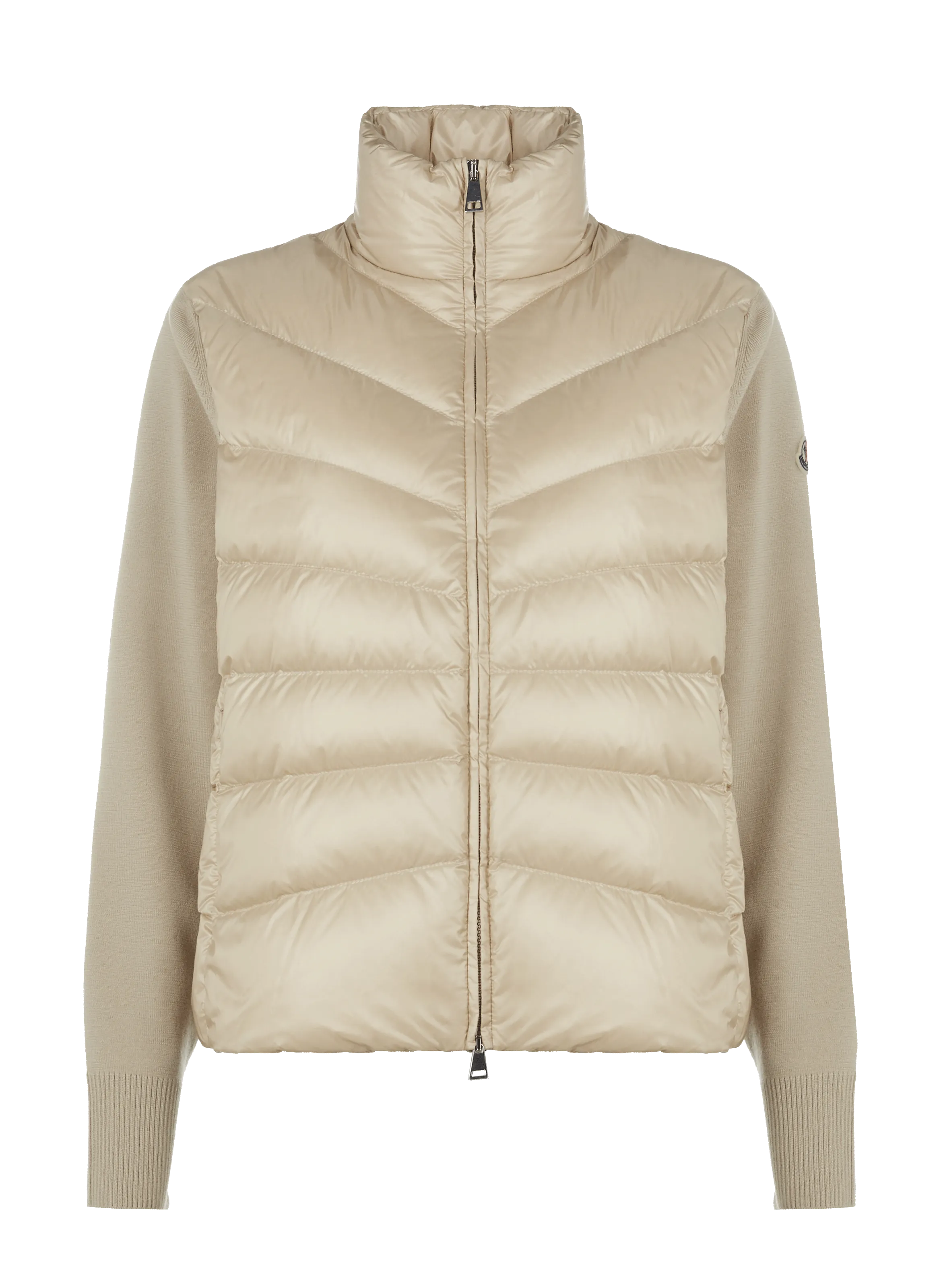 MONCLER  Down jacket with cotton sleeves - Beige