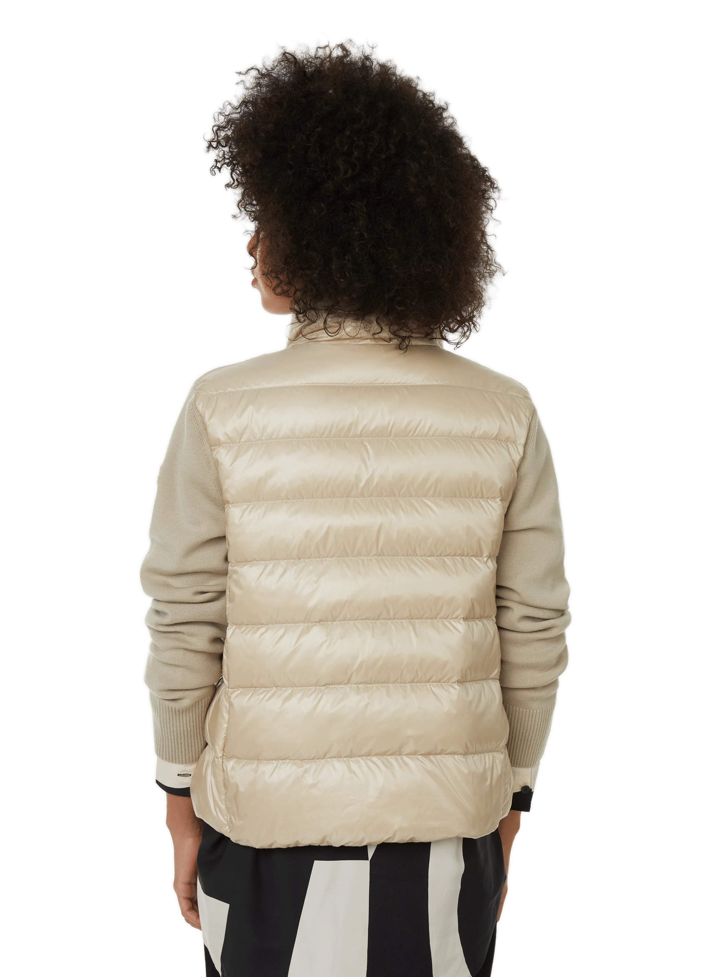 MONCLER  Down jacket with cotton sleeves - Beige