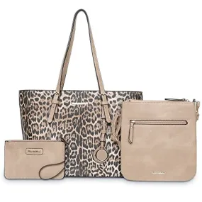 Montana West Fashion 3 pcs Handbag Set Leopard Print Tote Bag Conceal Carry Purse for Women