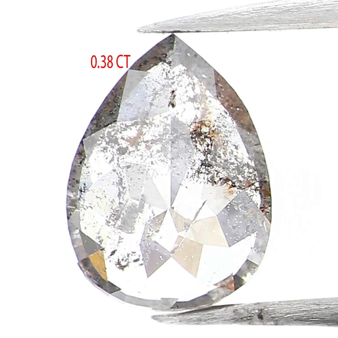 Natural Loose Pear Salt And Pepper Diamond Black Grey Color 0.38 CT 5.80 MM Pear Shape Rose Cut Diamond L1018