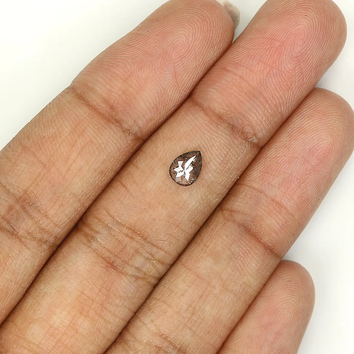 Natural Loose Pear Salt And Pepper Diamond Black Grey Color 0.38 CT 5.80 MM Pear Shape Rose Cut Diamond L1018