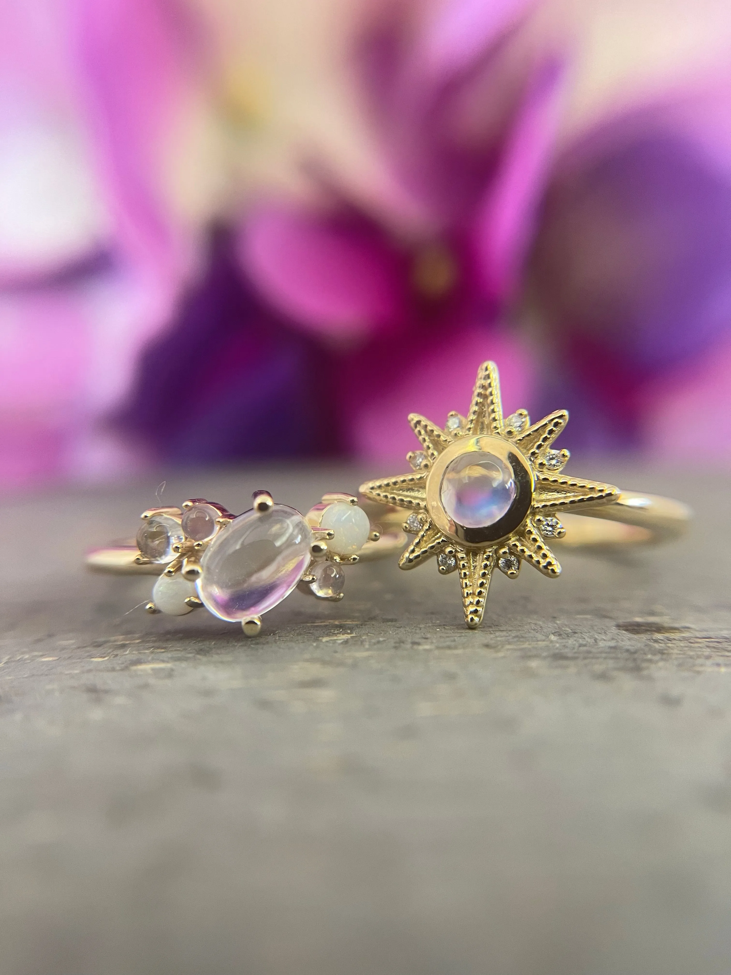 Natural White Ethiopian Opal with Diamond Galaxy Ring