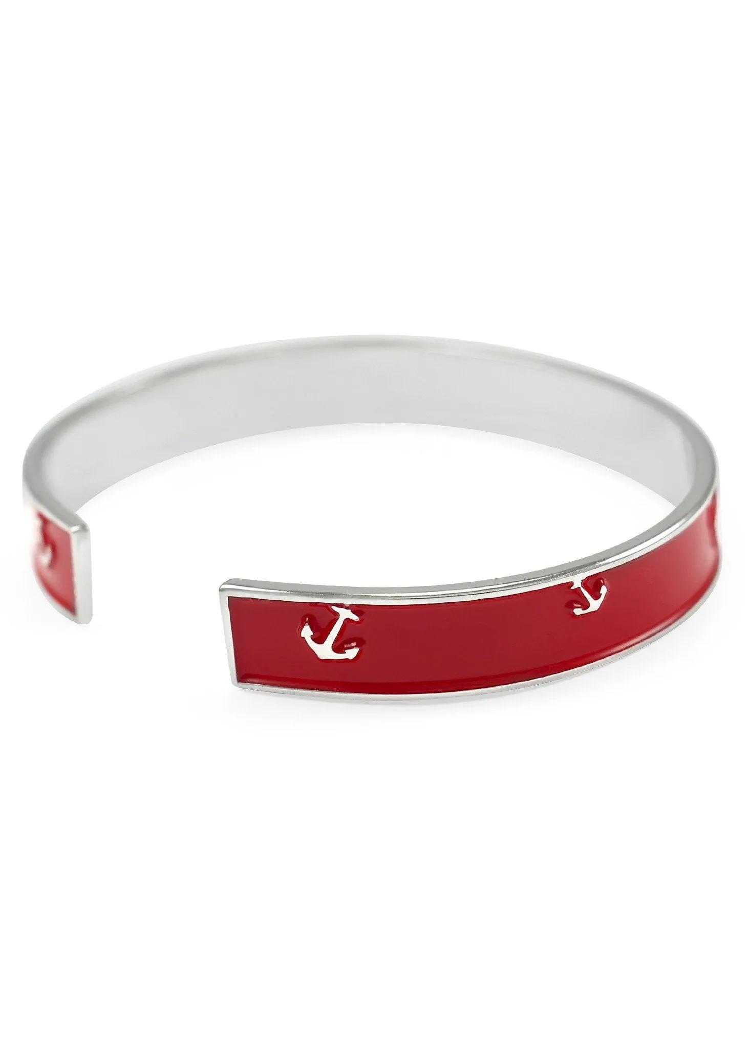 Nautical Candy-Apple Red Anchor Cuff Bracelet