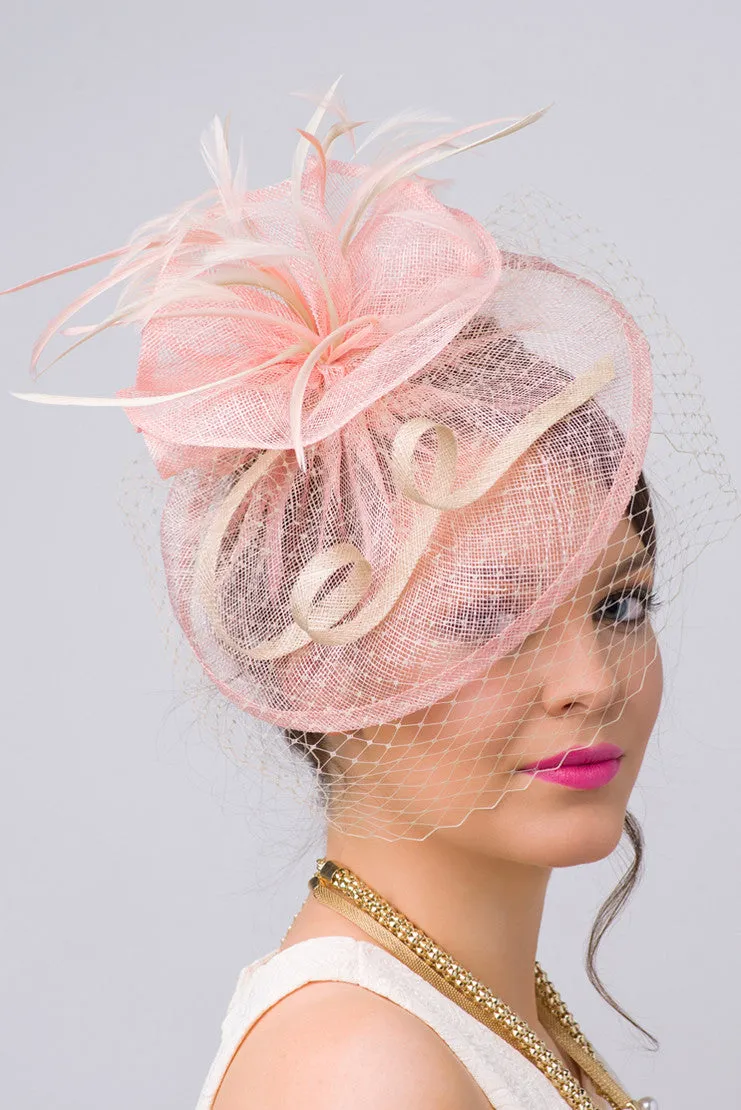 Noor Fascinator - Light Pink And Ivory