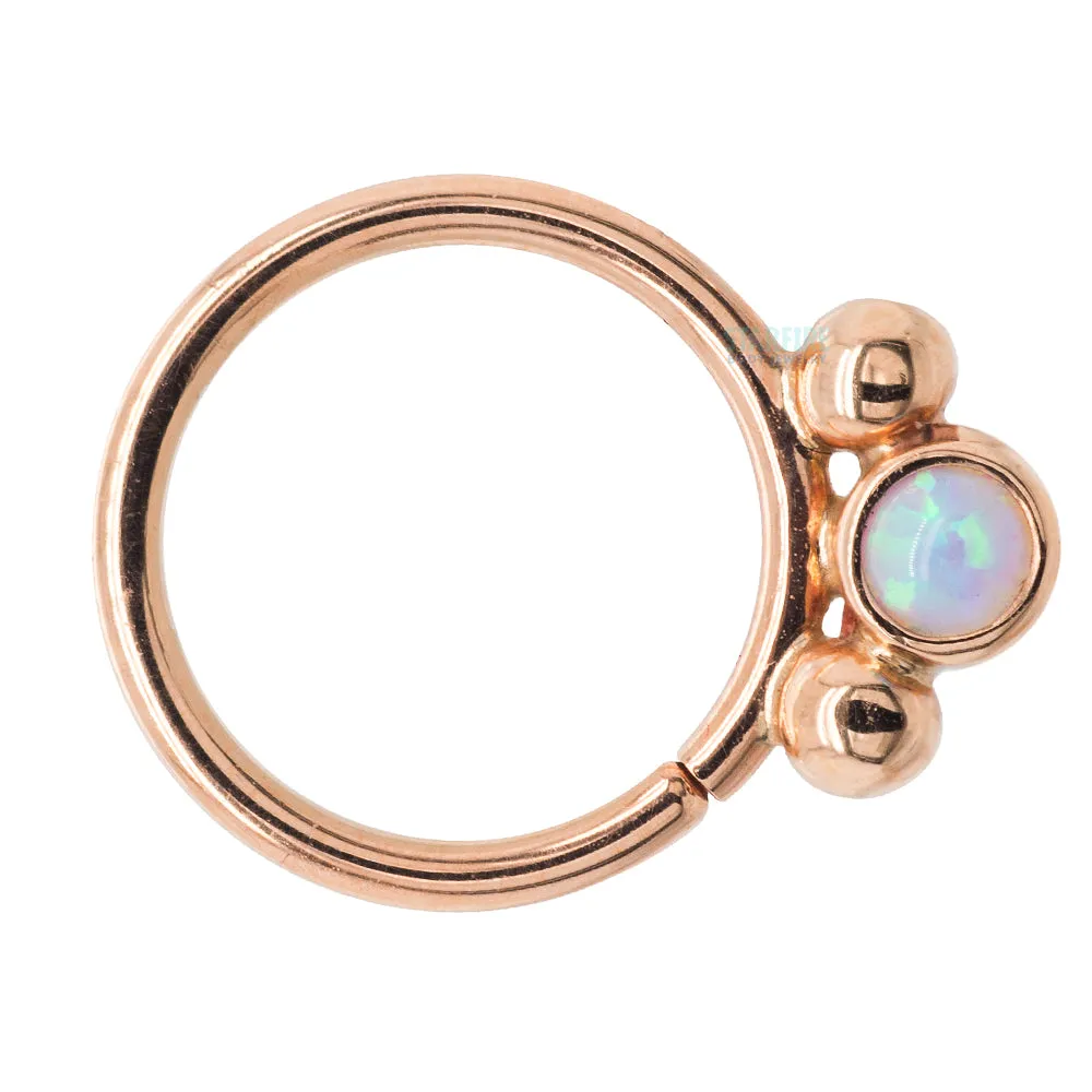 Oberon Seam Ring in Gold with Baby Blue Opal