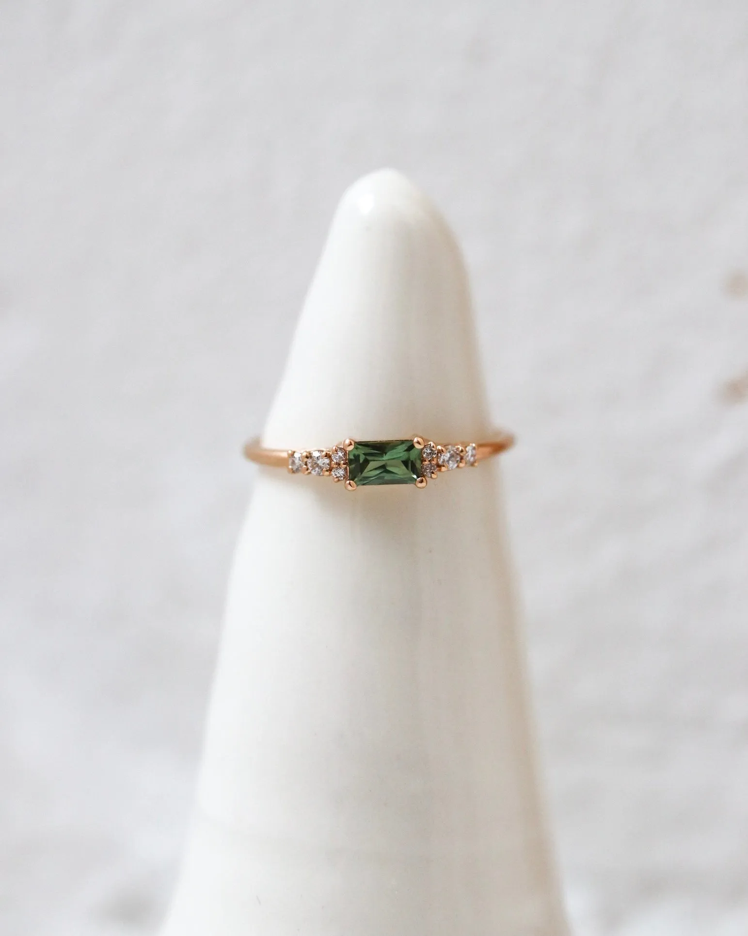 One-Of-A-Kind Cluster Ring with Green Sapphire and Brilliant Diamonds