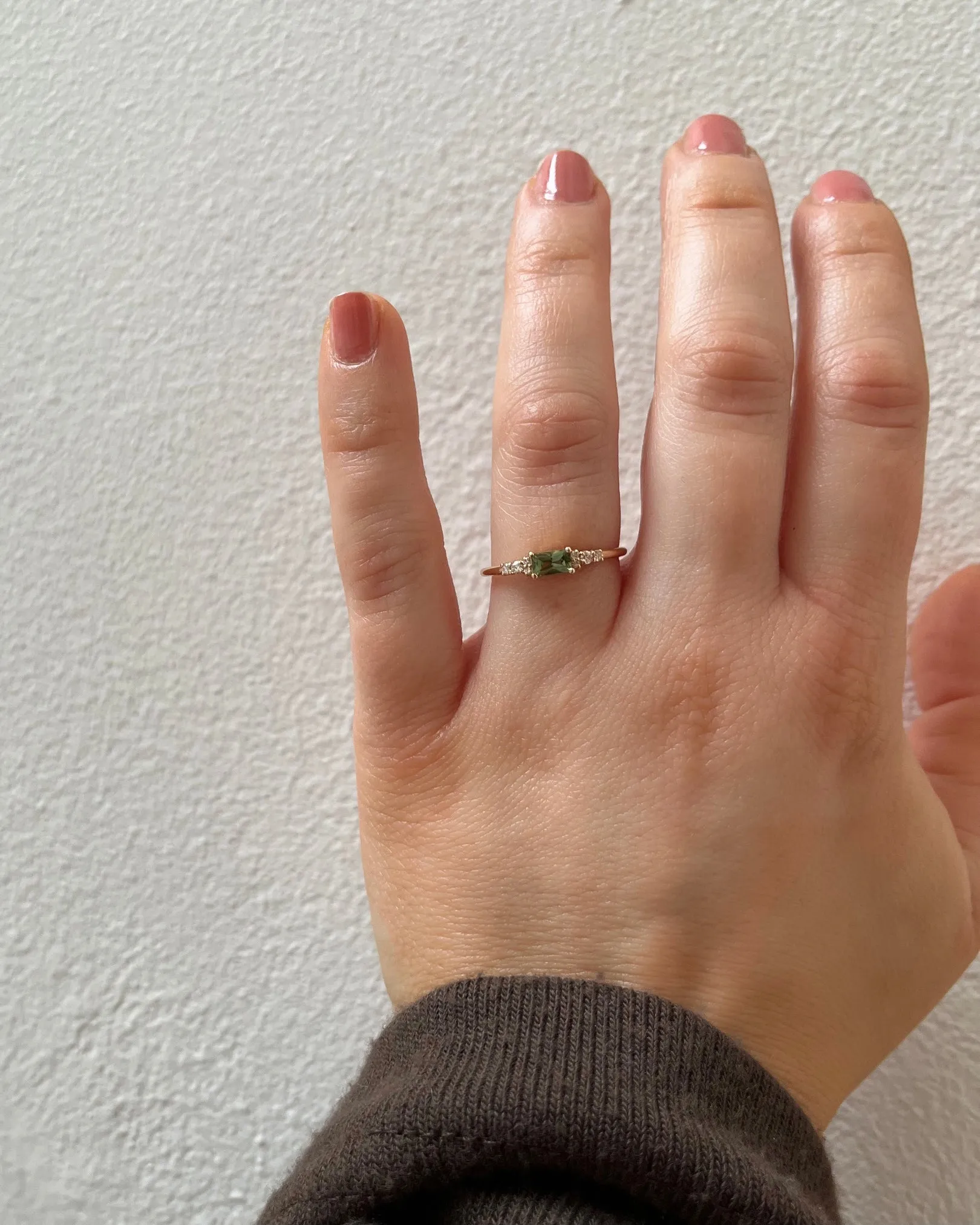 One-Of-A-Kind Cluster Ring with Green Sapphire and Brilliant Diamonds