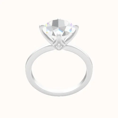 Open Solitaire Engagement Ring With Petal Compass Prong Head