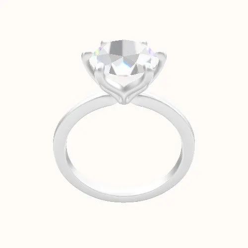 Open Solitaire Engagement Ring With Petal Six Prong Head