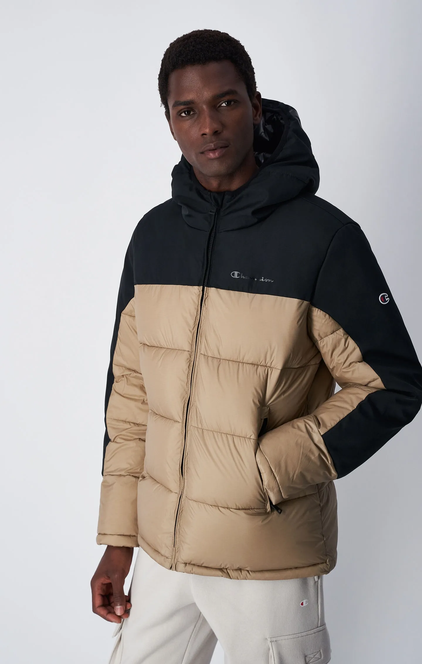 Outerwear Beige C Logo Patch Padded Jacket