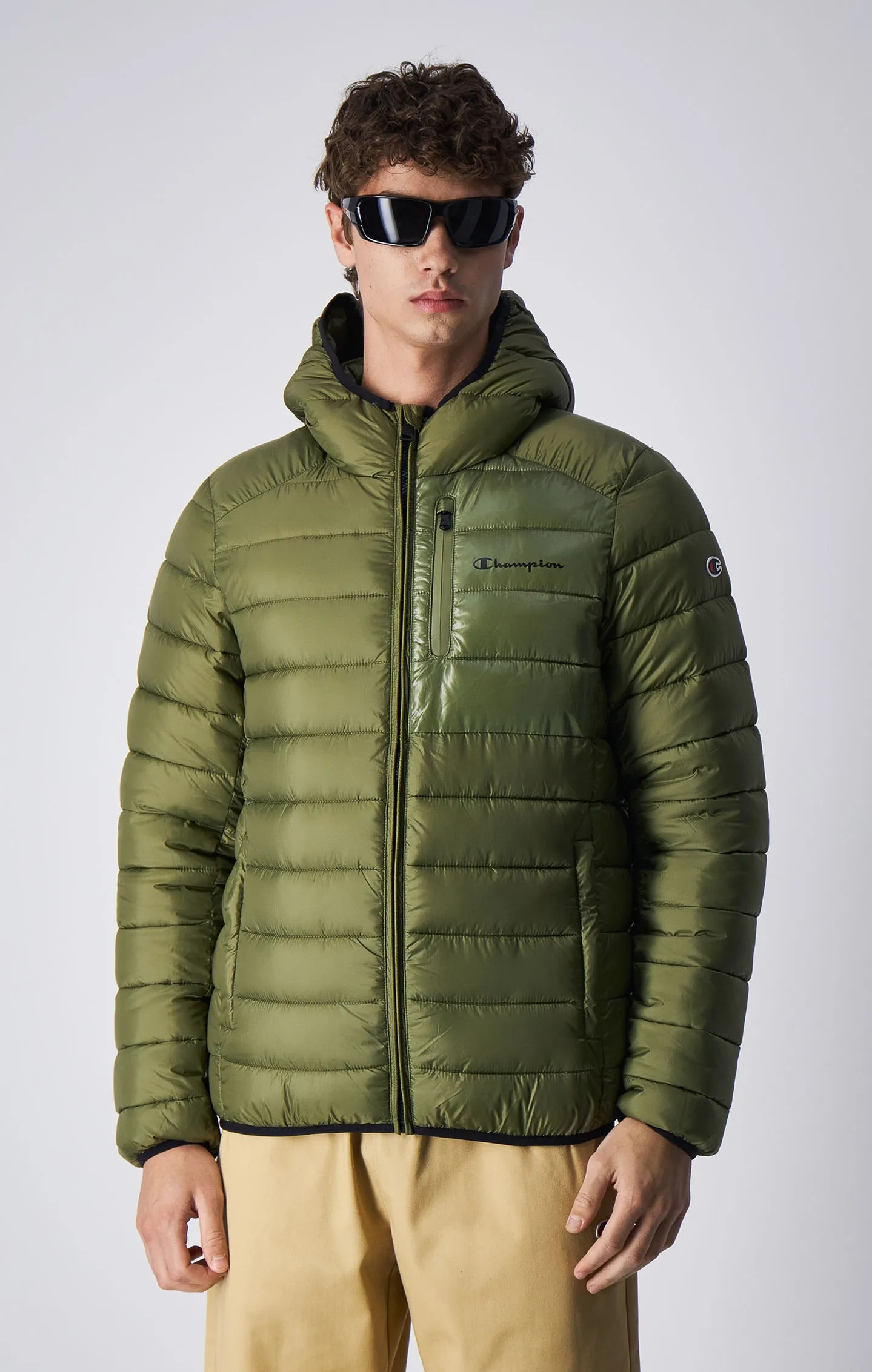 Outerwear Olive Green Padded Lightweight Nylon Jacket