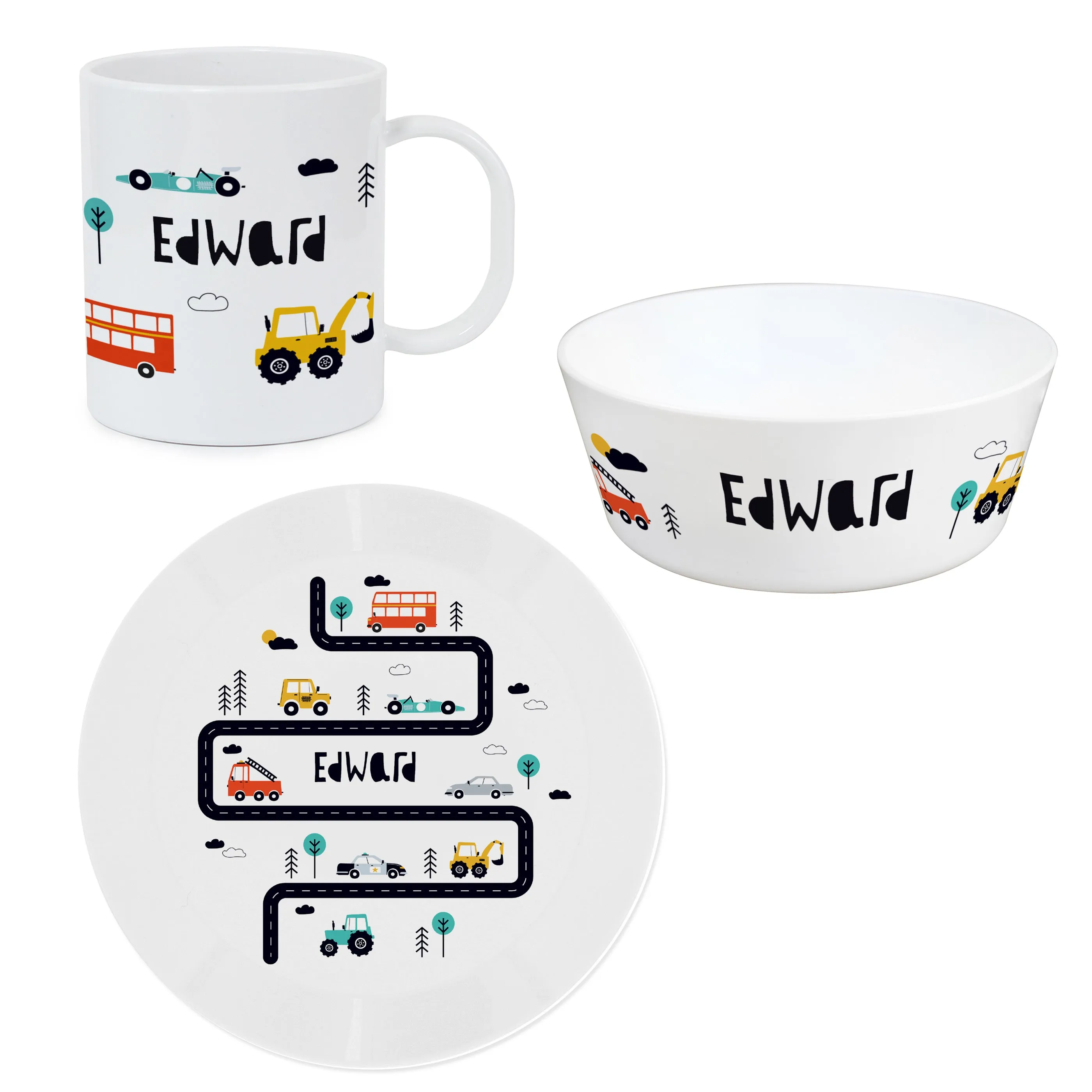 Personalised Little Car Plastic Breakfast Set