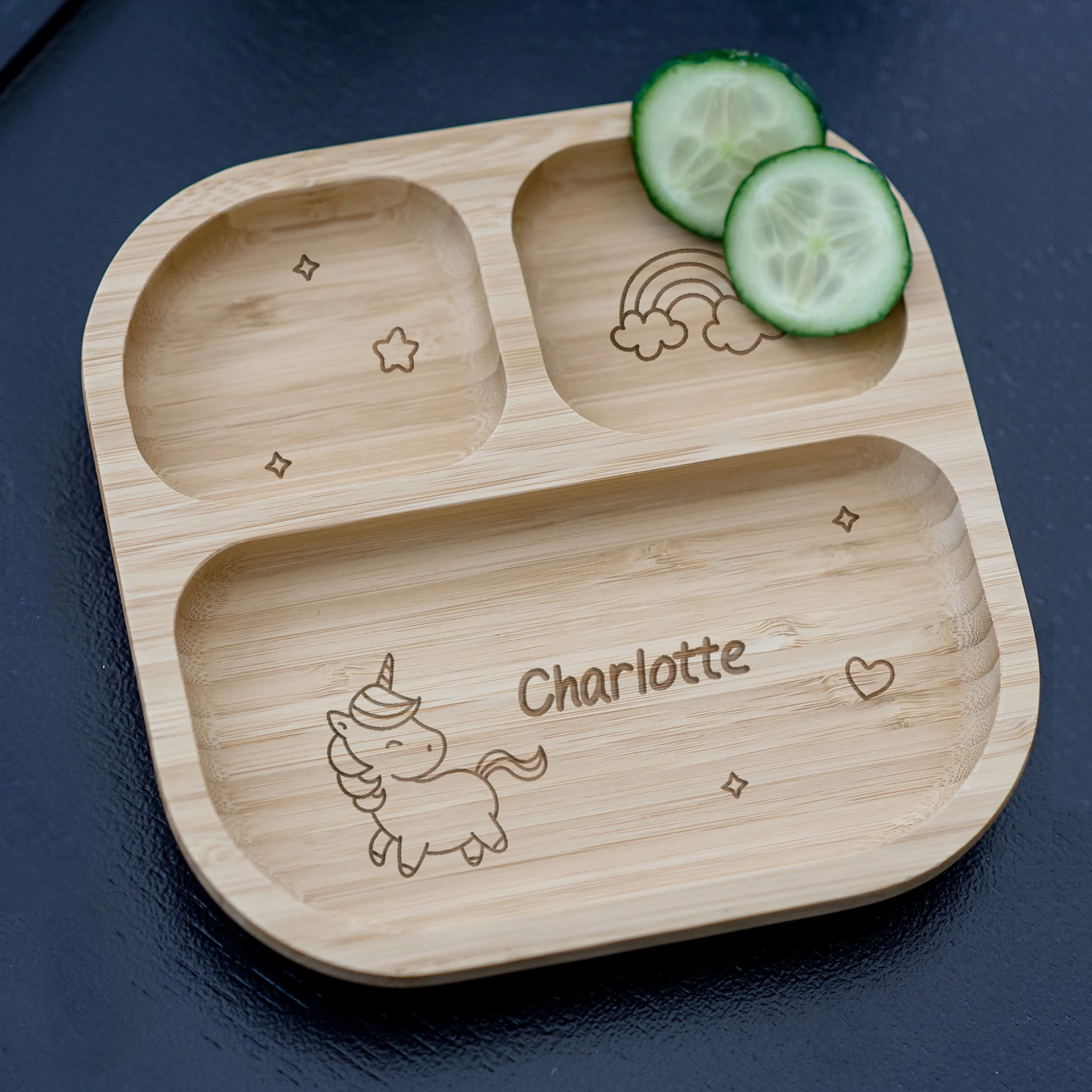 Personalised Unicorn Bamboo Suction Plate