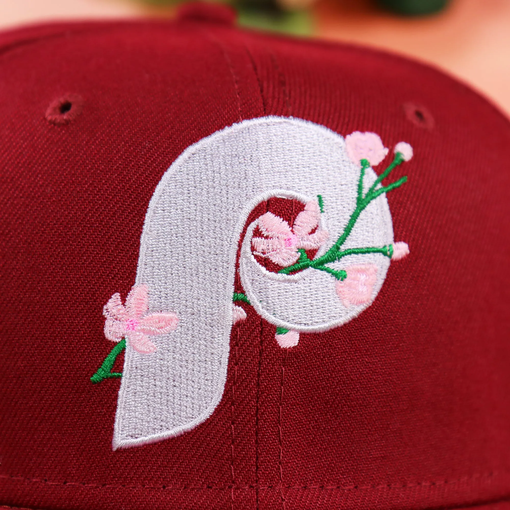 Philadelphia Phillies Cooperstown Pink UV Sakura Side Patch Bloom 59Fifty Fitted Cap | Maroon