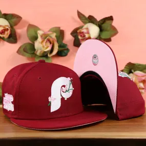 Philadelphia Phillies Cooperstown Pink UV Sakura Side Patch Bloom 59Fifty Fitted Cap | Maroon