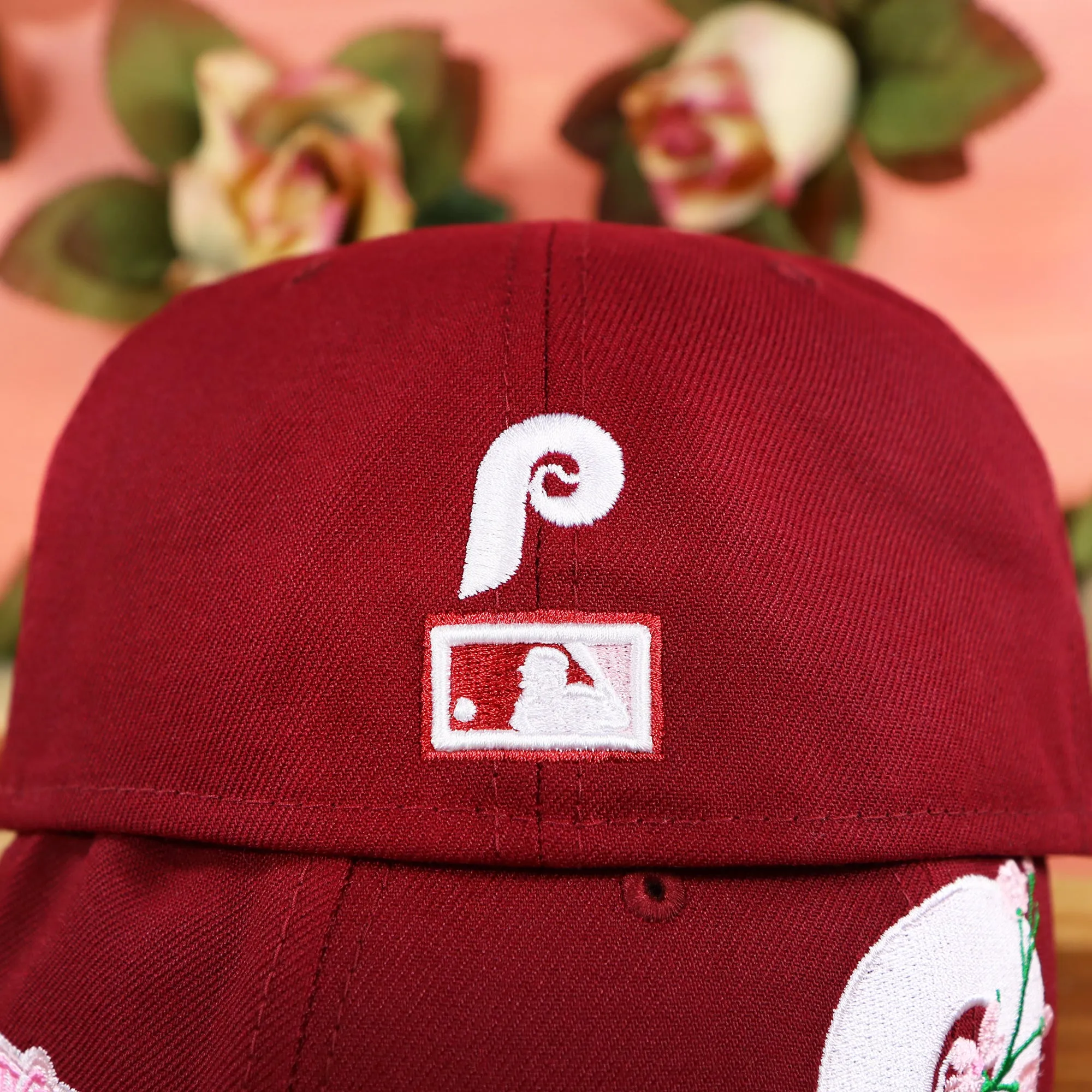 Philadelphia Phillies Cooperstown Pink UV Sakura Side Patch Bloom 59Fifty Fitted Cap | Maroon