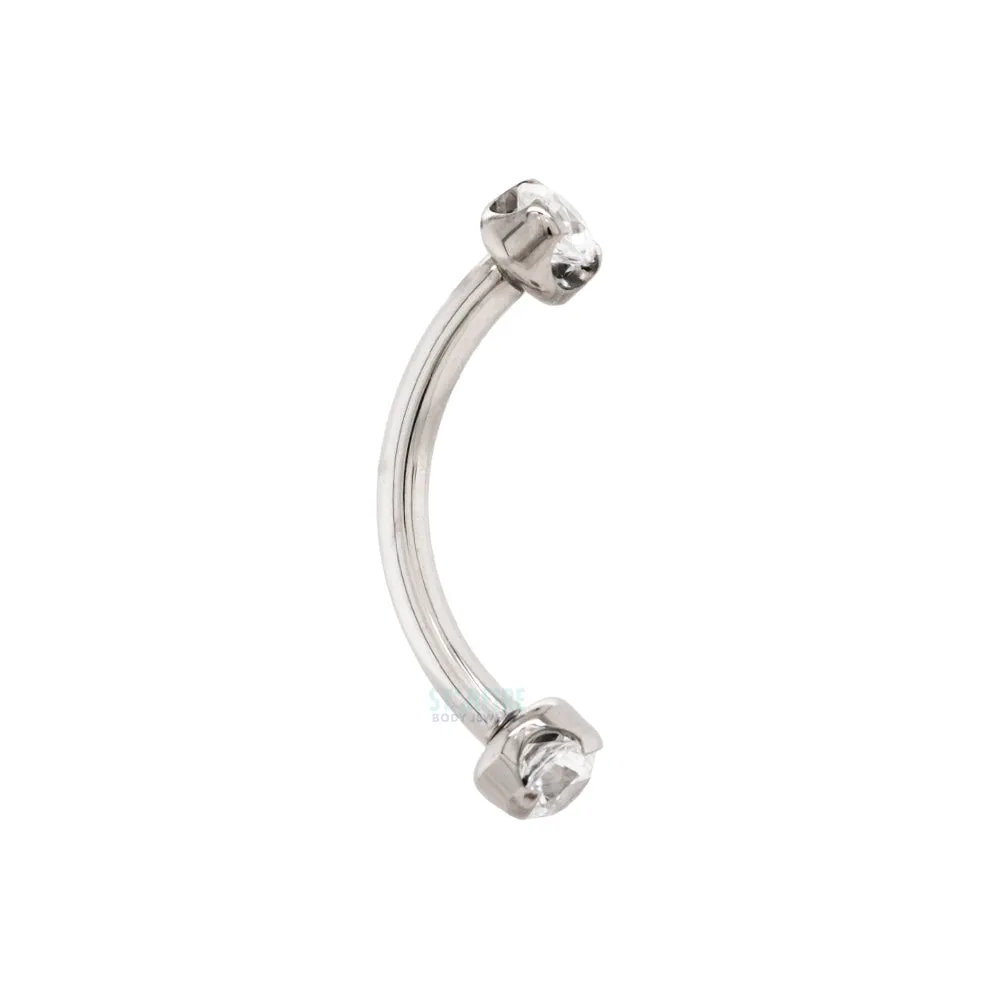 Prong-Set Brilliant-Cut Gems Curved Barbell