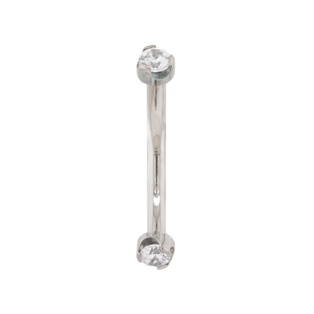 Prong-Set Brilliant-Cut Gems Curved Barbell