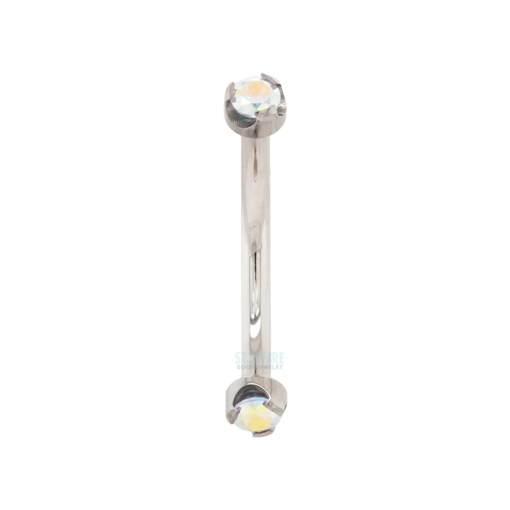 Prong-Set Brilliant-Cut Gems Curved Barbell