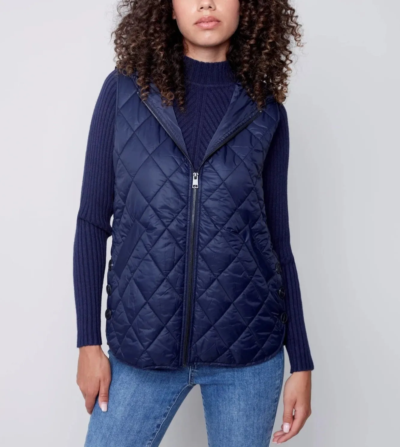 Quilted Puffer Vest with Hood