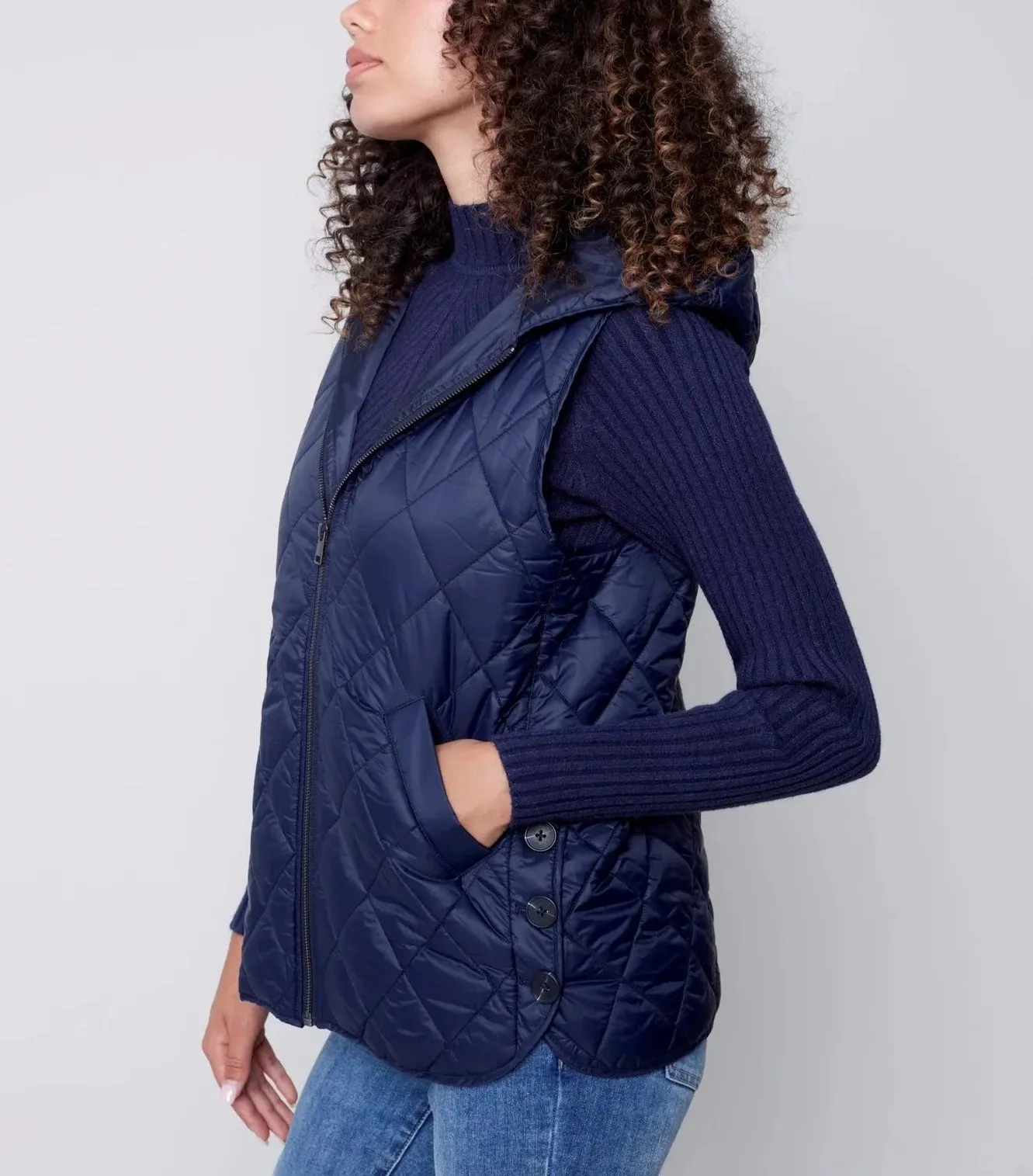 Quilted Puffer Vest with Hood