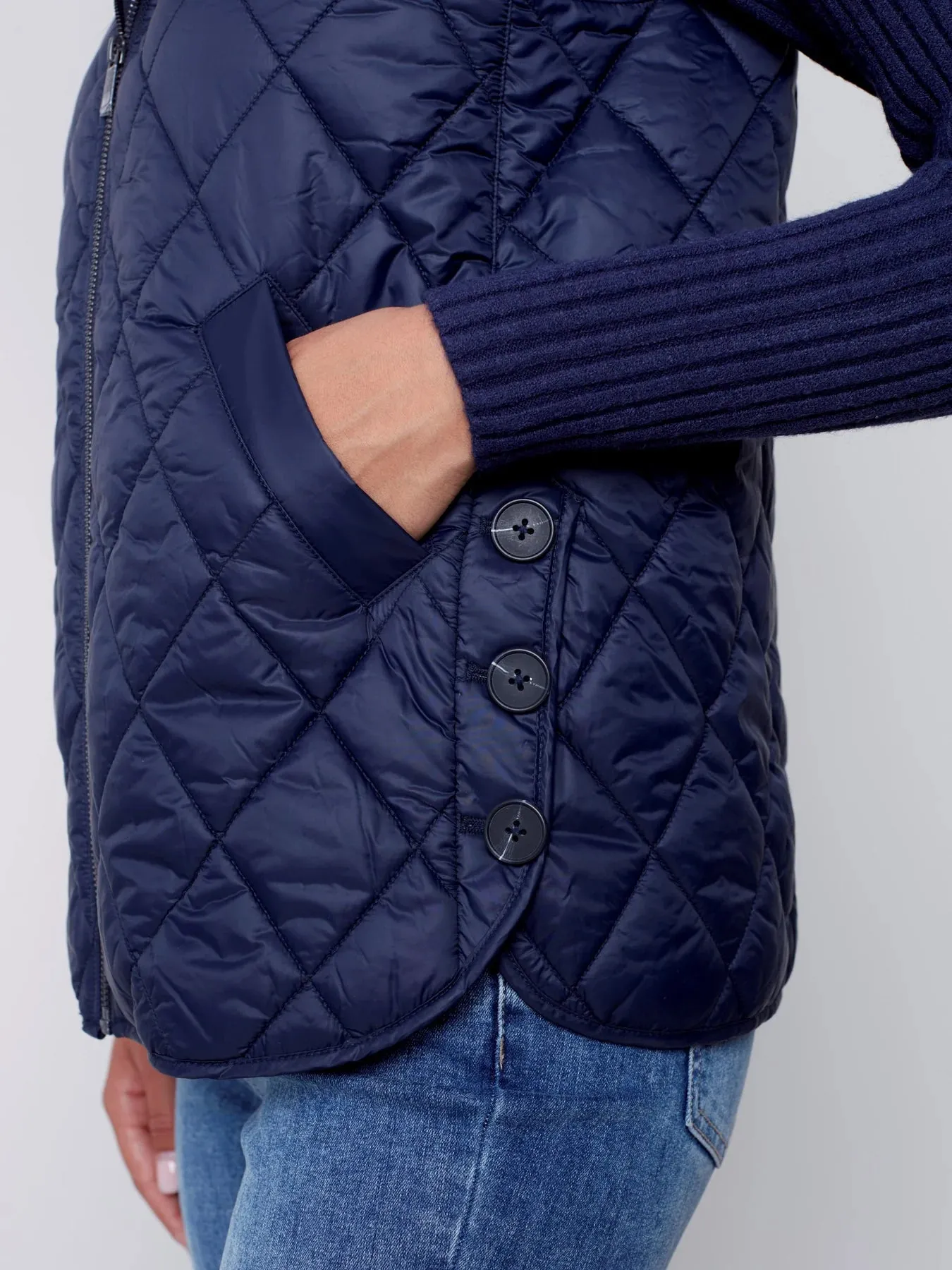 Quilted Puffer Vest with Hood