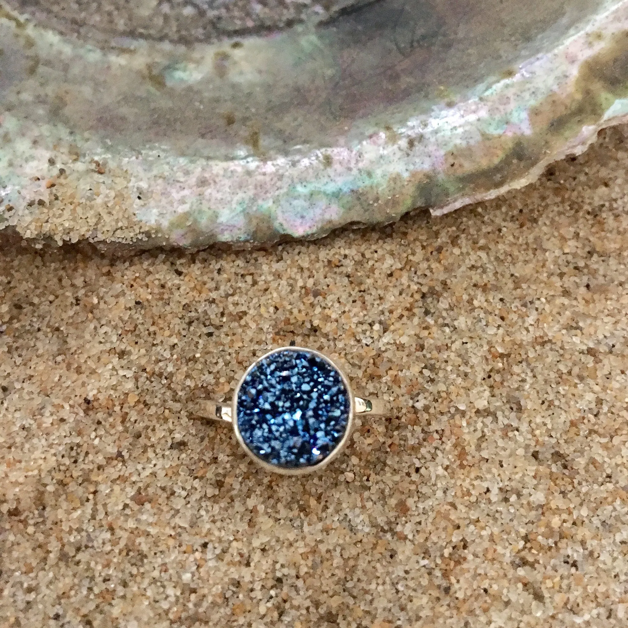 Ring Sterling and Deep Blue Druze Petite