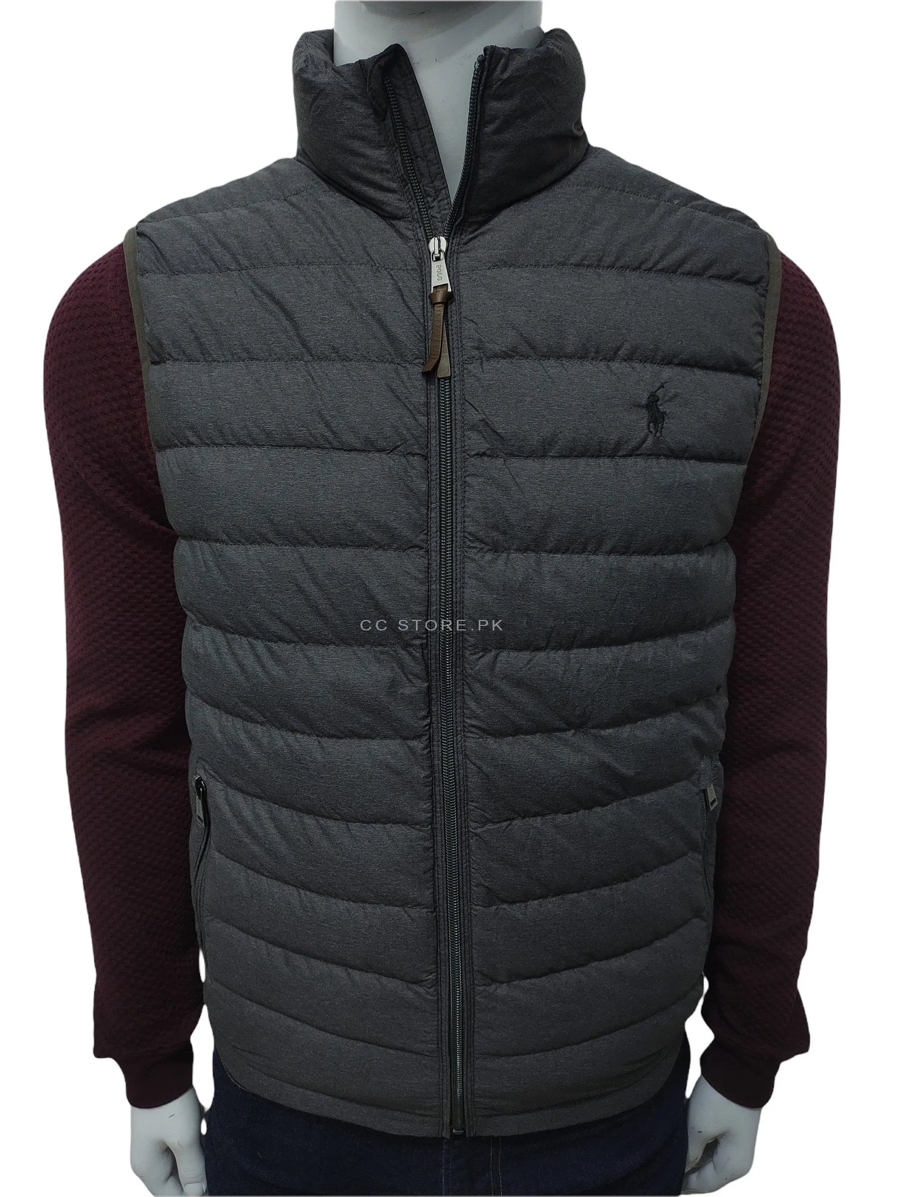 RL Packable Down Sleeveless Grey Puffer Jacket